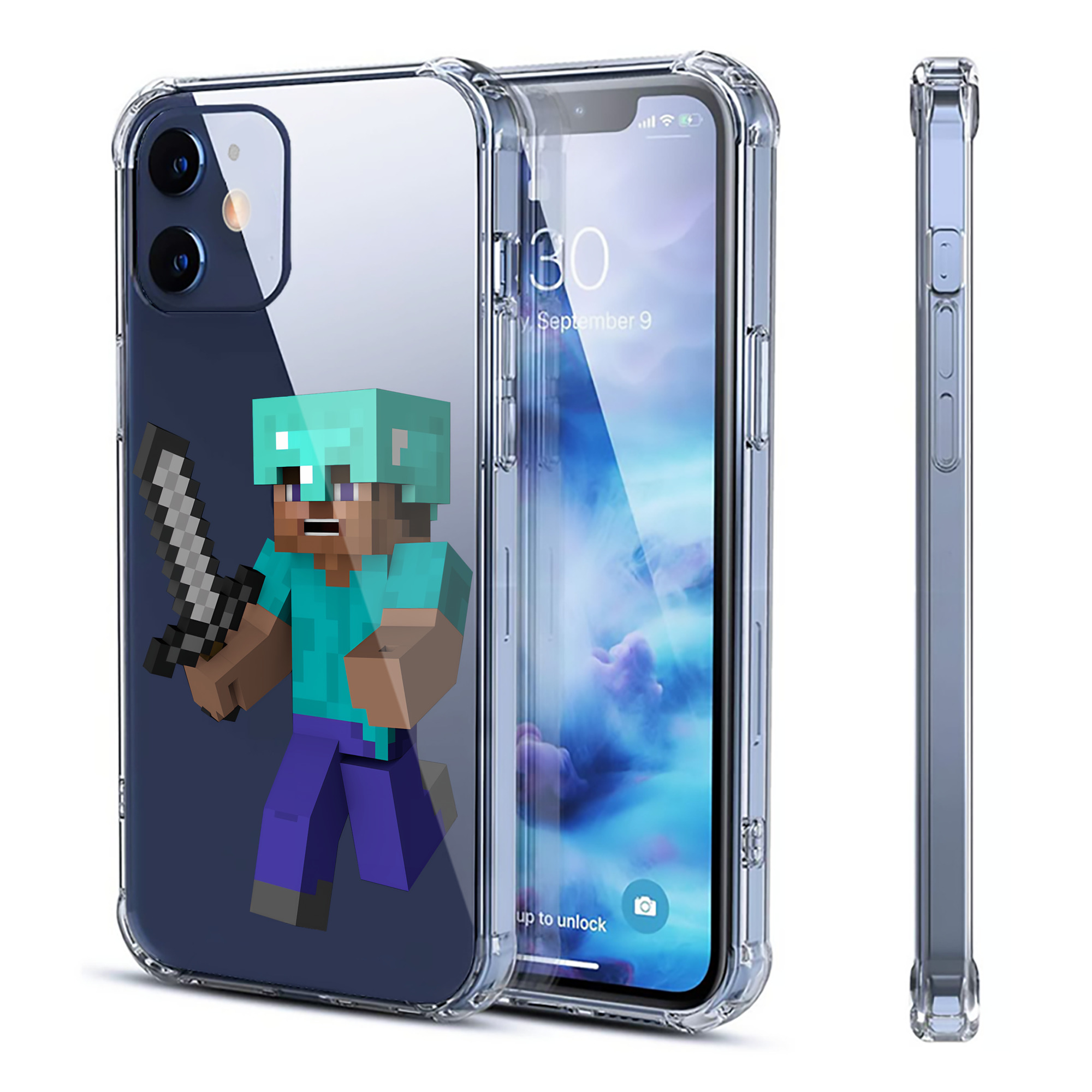 （画像用） マインクラフト ブロックの世界 Minecraft MC Block world 【iPhone 12シリーズ対応】透明スマホケース（クリアソフトケース）